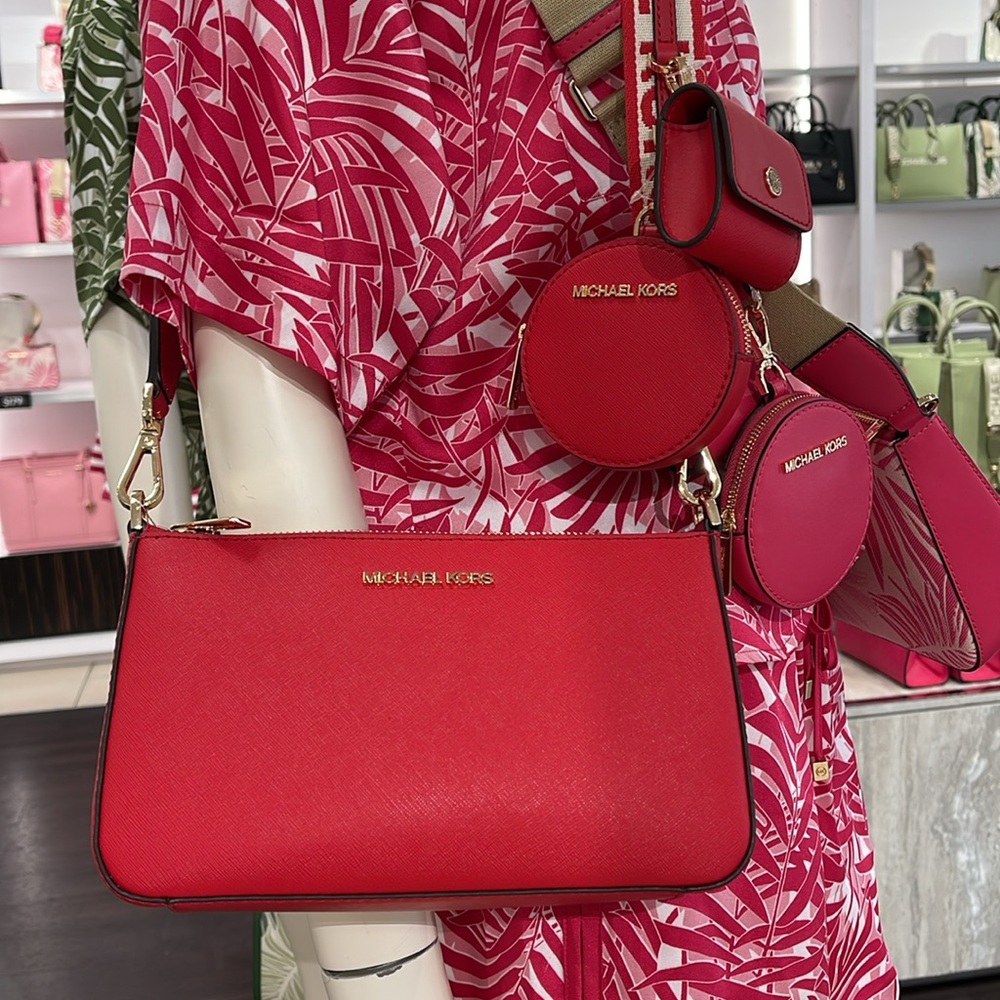 MICHAEL KORS JET SET TRAVEL SMALL SHOULDER CROSSBODY WITH TECH ATTCH AIRPOD  MK - Picture 15 of 16